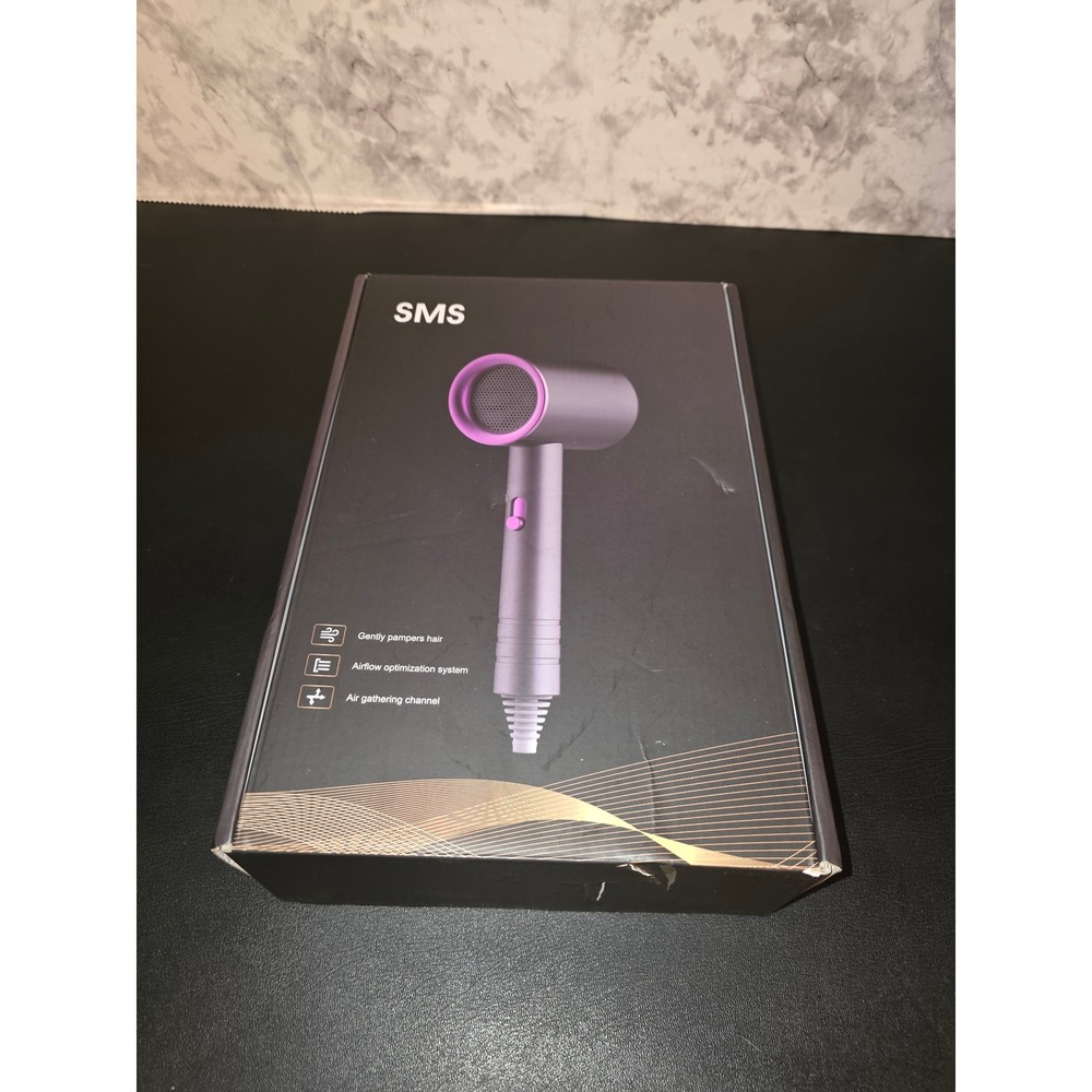 SMS Fashion Hair Dryer Grey Purple Professional Quick Dry Ionic Heat Control NEW